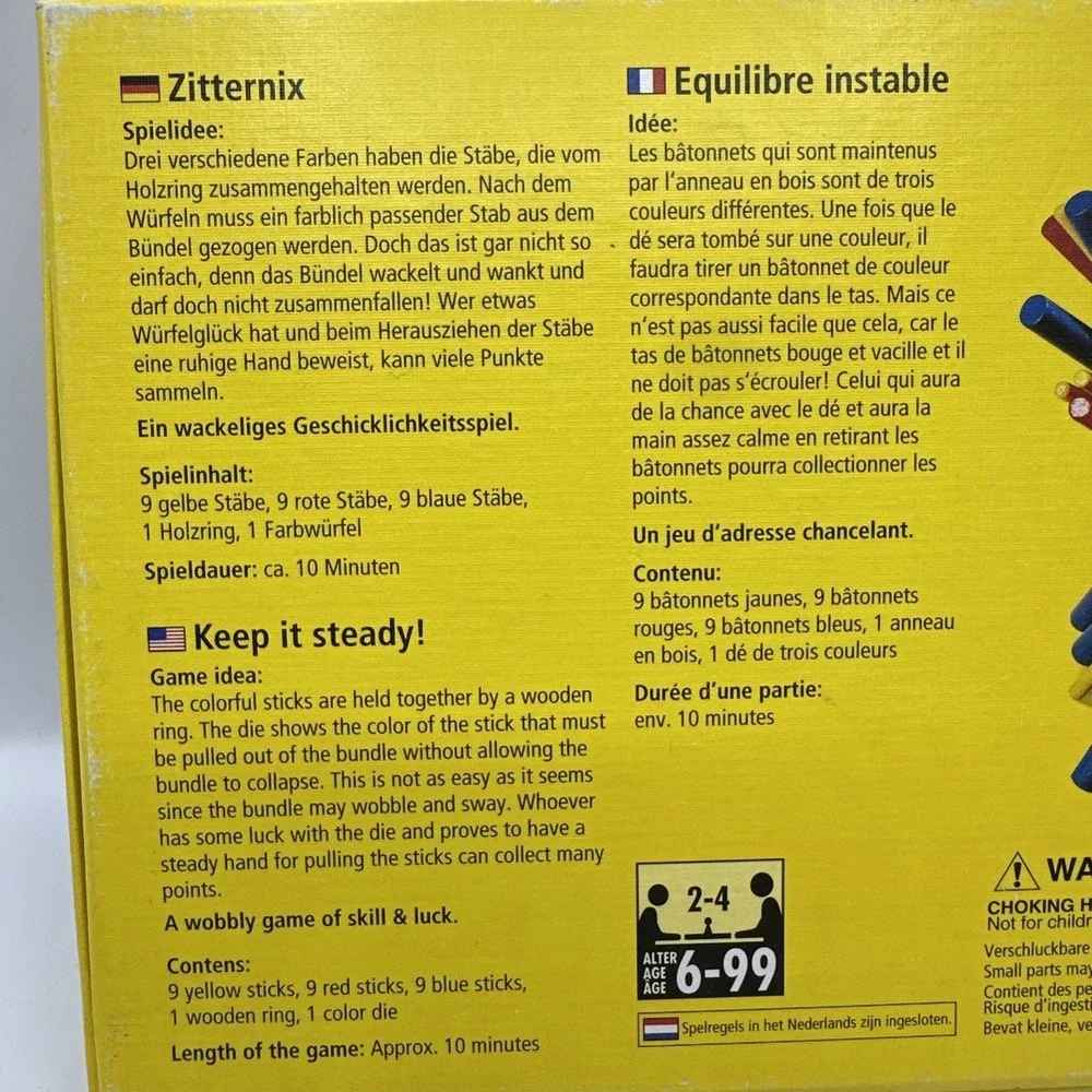 Zitternix Game By Haba Keep It‎ Steady. 2-4 Players Ages 6-99 Complete.